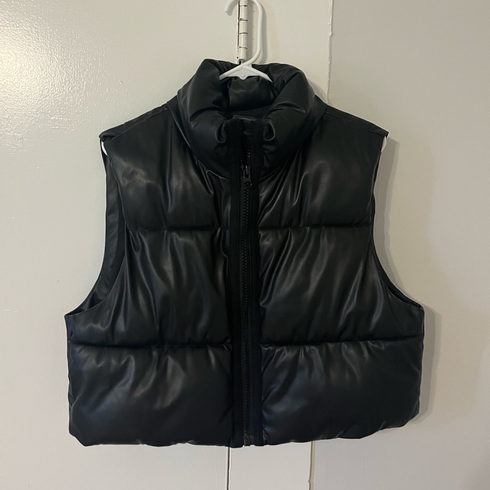 Faux Leather Puffer Vest from ZARA. In great condition!
